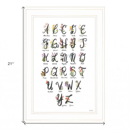 Flower Alphabet 1 White Framed Print Wall Art