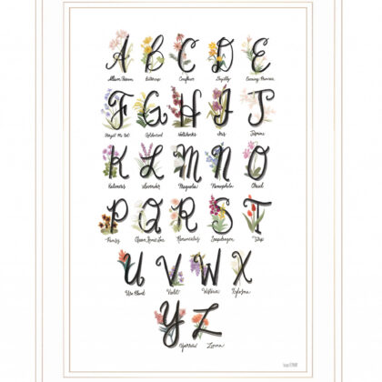 Flower Alphabet 1 White Framed Print Wall Art