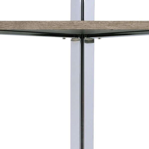 Brown And Silver Metal Four Tier Etagere Bookcase