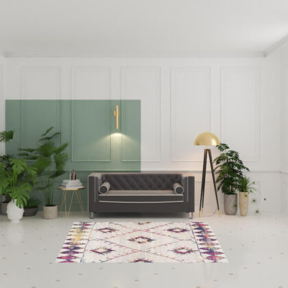 5' X 8' Cream Damask Area Rug