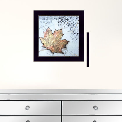Set Of Two Fall Leaves Abstract Black Framed Print Wall Art
