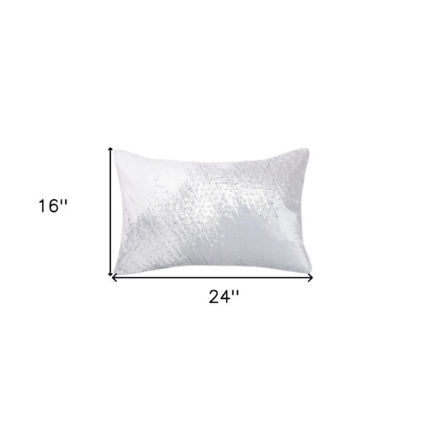 16" X 24" Ivory Abstract Polyester Zippered Pillow With Beads