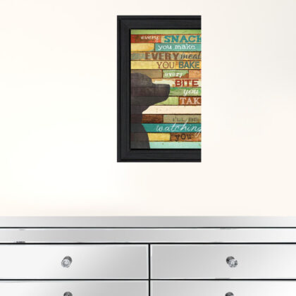 Colorful Dog Watching You Snack Black Framed Print Wall Art