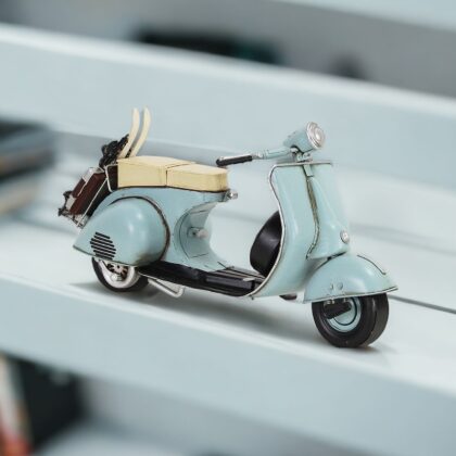 8" Blue and Black Metal Hand Painted Model Motorcycle