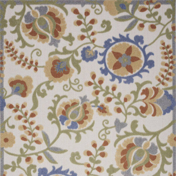 6' X 9' Ivory and Blue Indoor Outdoor Area Rug