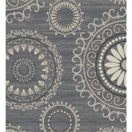 8' x 10' Gray and Ivory Geometric Area Rug