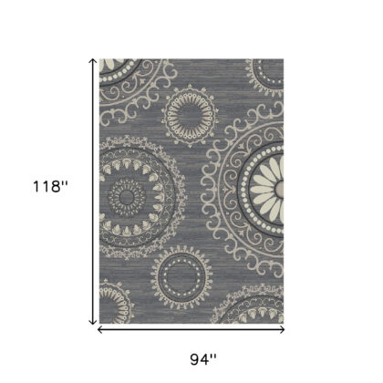 8' x 10' Gray and Ivory Geometric Area Rug