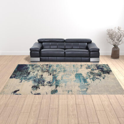 10' x 14' Ivory Abstract Power Loom Area Rug