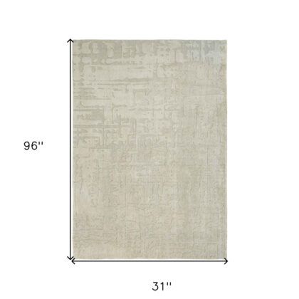 10' Gray and Beige Abstract Non Skid Area Rug