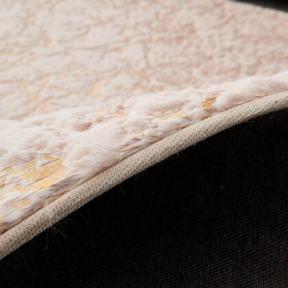 6' x 9' Pink and Gold Faux Fur Abstract Shag Non Skid Area Rug