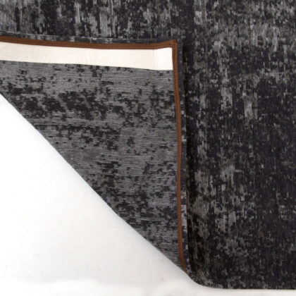 8' Black and Gray Round Chevron Non Skid Area Rug