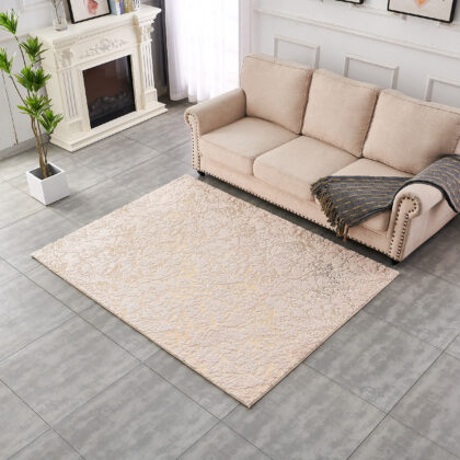 6' x 9' Pink and Gold Faux Fur Abstract Shag Non Skid Area Rug