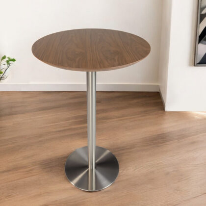 26" Brown and Silver Rounded Steel Bar Table