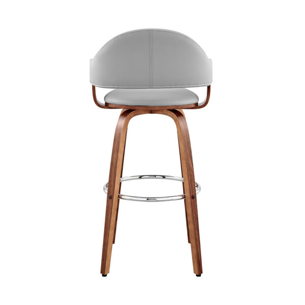 26" Gray And Brown Swivel Low Back Counter Height Bar Chair