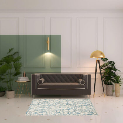 4' X 6' Cream Damask Power Loom Area Rug