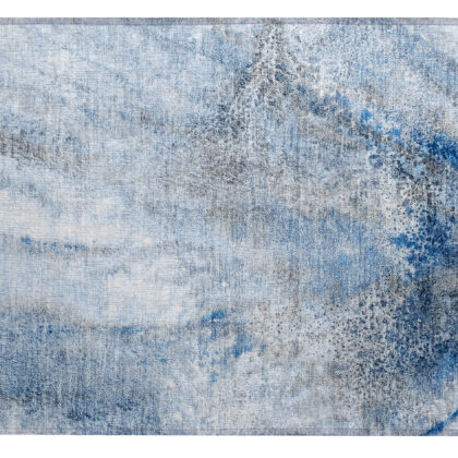 2' X 3' Ivory Blue and Gray Abstract Washable Non Skid Indoor Outdoor Area Rug