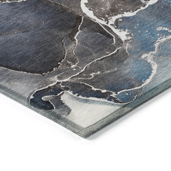 9' X 12' Blue Abstract Washable Non Skid Indoor Outdoor Area Rug