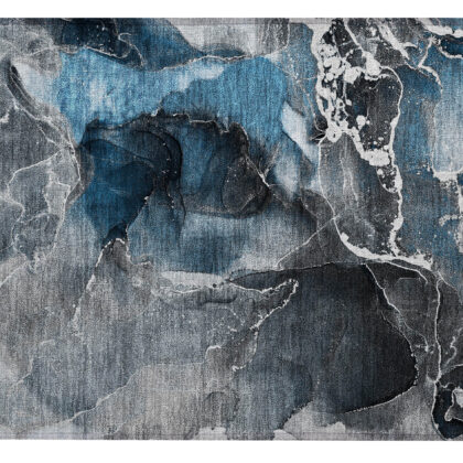 2' X 3' Ivory Blue and Gray Abstract Washable Non Skid Indoor Outdoor Area Rug