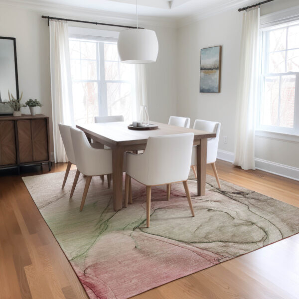 10' X 14' Gray and Pink Abstract Washable Non Skid Indoor Outdoor Area Rug