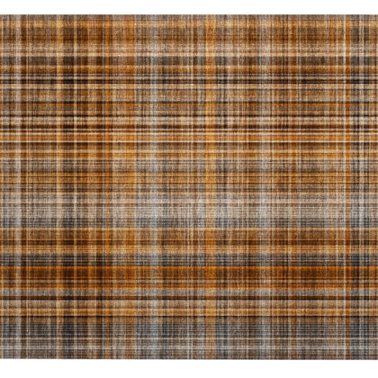 2' X 3' Orange Brown and Gray Plaid Washable Non Skid Indoor Outdoor Area Rug