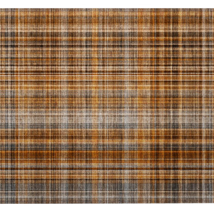 2' X 3' Orange Brown and Gray Plaid Washable Non Skid Indoor Outdoor Area Rug