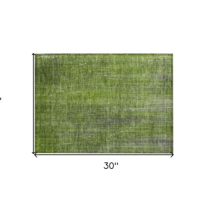 2' X 3' Green Striped Washable Non Skid Indoor Outdoor Area Rug