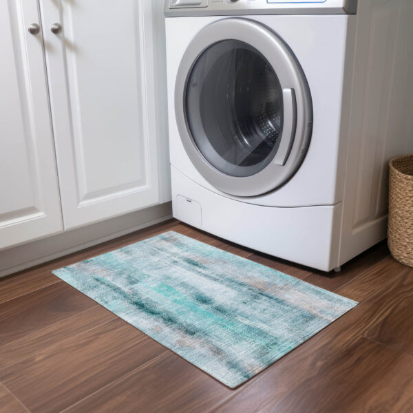 2' X 3' Teal Washable Non Skid Indoor Outdoor Area Rug