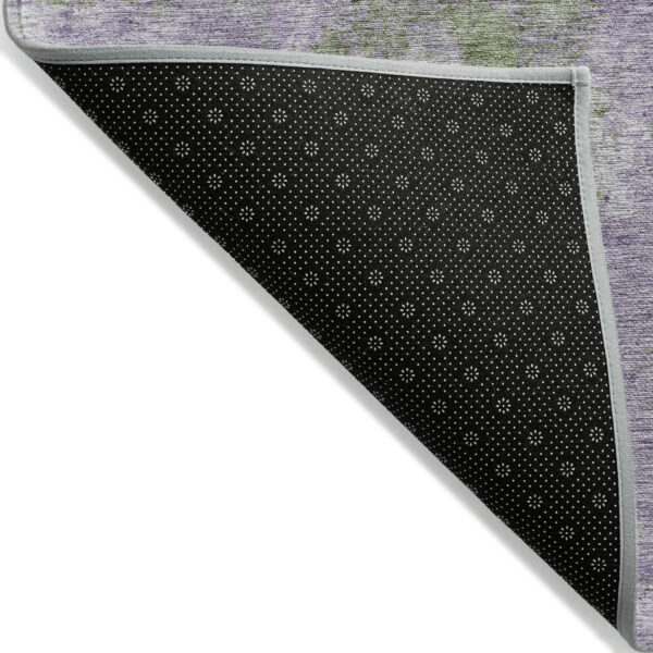 10' X 14' Green and Purple Abstract Washable Non Skid Indoor Outdoor Area Rug