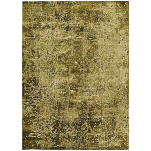 9' X 12' Green Abstract Washable Non Skid Indoor Outdoor Area Rug