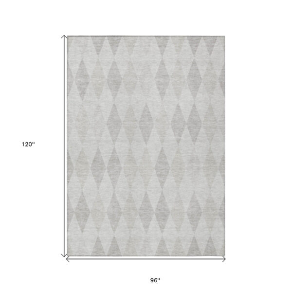 8' X 10' Gray Geometric Washable Non Skid Indoor Outdoor Area Rug