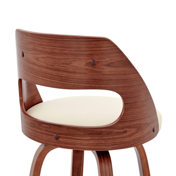 30" Cream and Brown Faux Leather Swivel Bar Chair