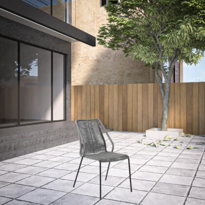 Set of Two 22" Gray Metal Outdoor Dining Chair