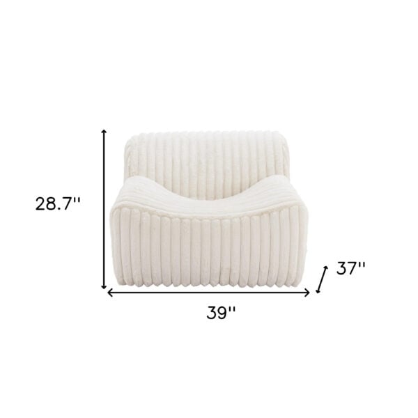 39" Cream Faux Fur And Upholstered Tufted Lounge Chair