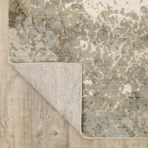 8' X 10' Grey Beige And Ivory Abstract Power Loom Stain Resistant Area Rug