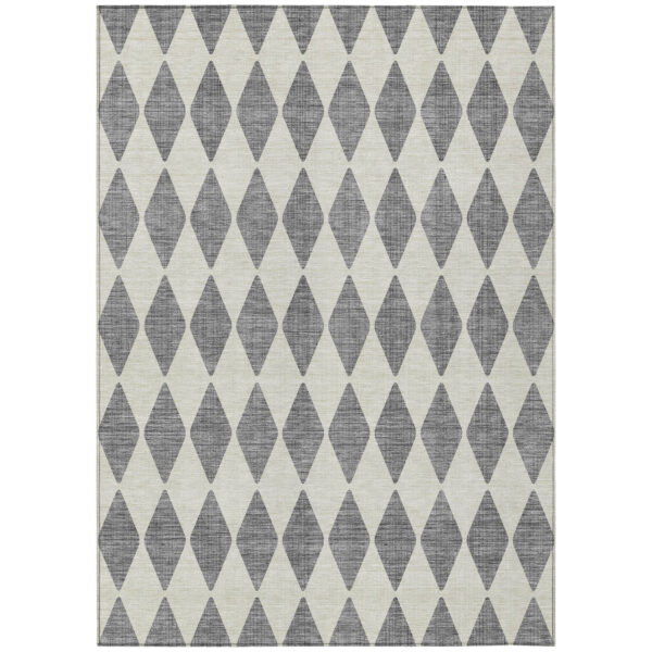 5' X 8' Gray And Ivory Geometric Washable Indoor Outdoor Area Rug