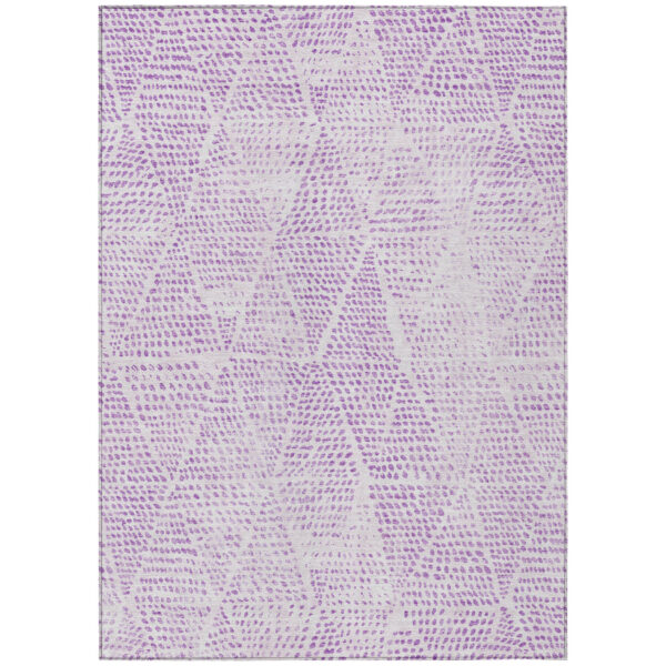 8' X 10' Purple And Ivory Geometric Washable Indoor Outdoor Area Rug