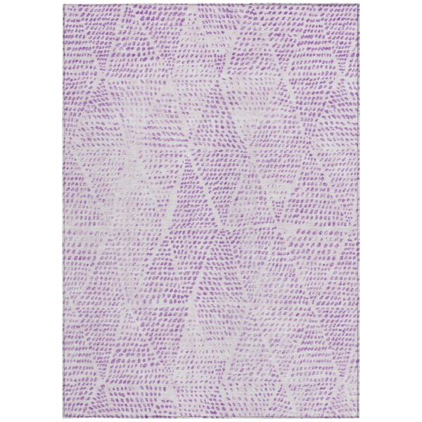 8' X 10' Purple And Ivory Geometric Washable Indoor Outdoor Area Rug