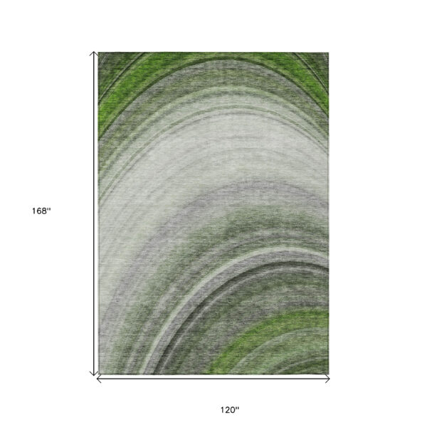 10' X 14' Green And Artichoke Green Abstract Washable Indoor Outdoor Area Rug