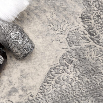 2’ X 13’ Gray Distressed Medallion Runner Rug
