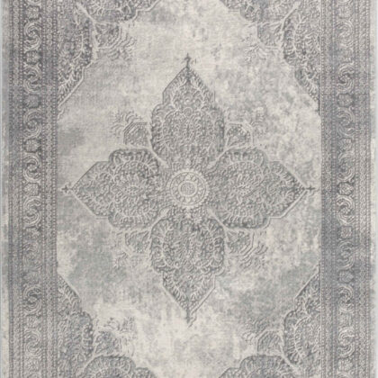 2’ X 13’ Gray Distressed Medallion Runner Rug