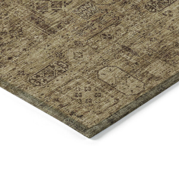 10' X 14' Brown And Taupe Floral Washable Indoor Outdoor Area Rug