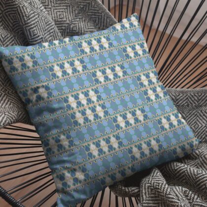 18" Blue Cream Spades Zippered Suede Throw Pillow