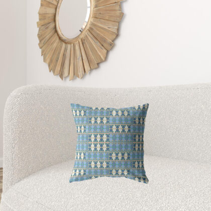 18" Blue Cream Spades Zippered Suede Throw Pillow