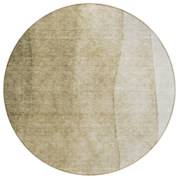 8' Taupe Beige And Ivory Round Ombre Washable Indoor Outdoor Area Rug