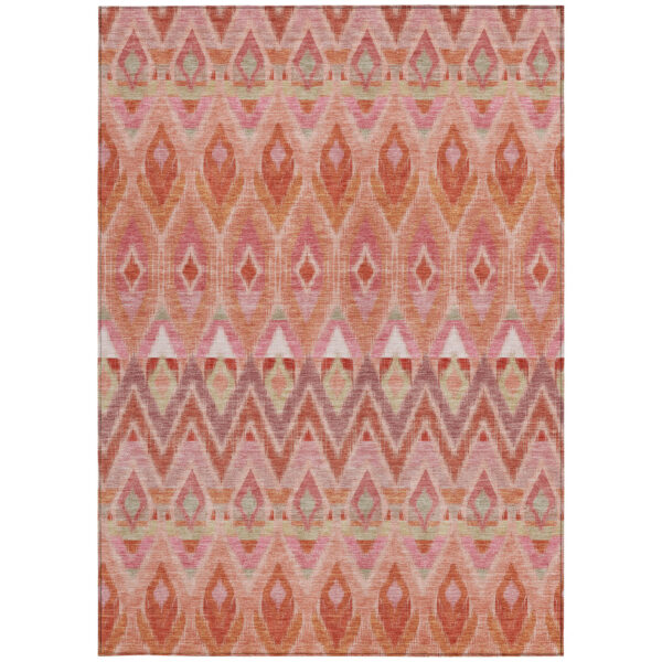 3' X 5' Pink Salmon And Blush Southwestern Washable Indoor Outdoor Area Rug