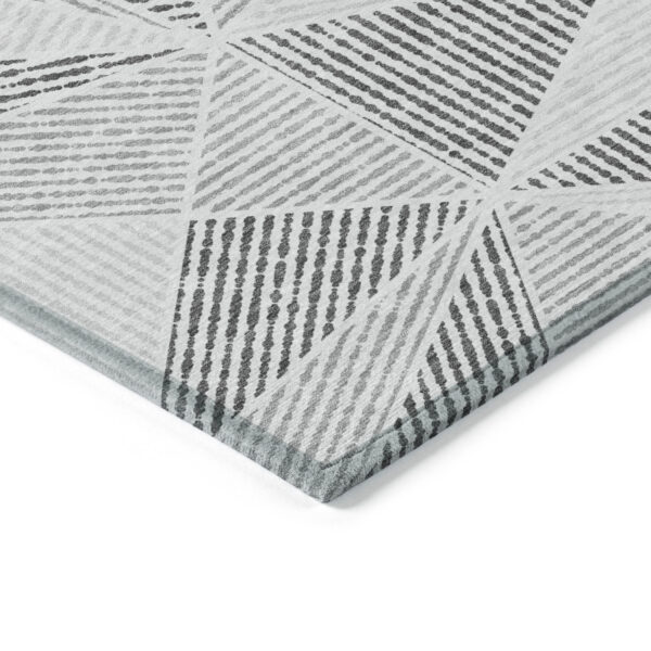 5' X 8' Gray Charcoal And Silver Geometric Washable Indoor Outdoor Area Rug
