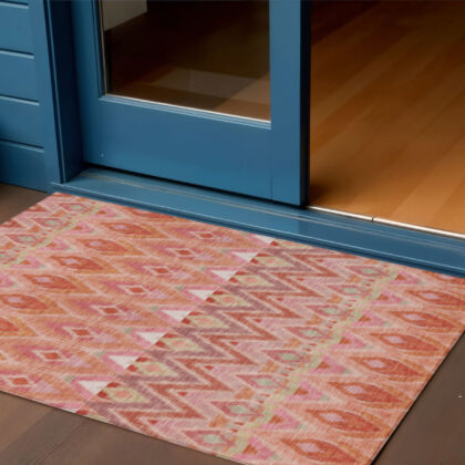 3' X 5' Pink Salmon And Blush Southwestern Washable Indoor Outdoor Area Rug