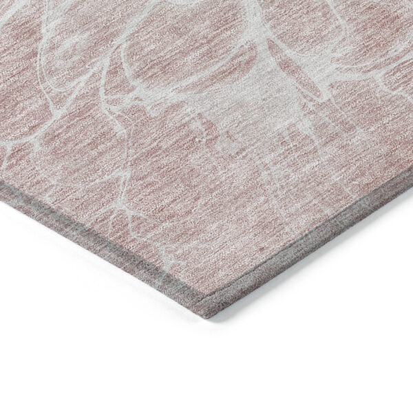 3' X 5' Pink Blush And Ivory Abstract Washable Indoor Outdoor Area Rug