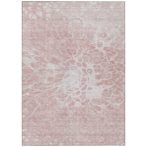 3' X 5' Pink Blush And Ivory Abstract Washable Indoor Outdoor Area Rug
