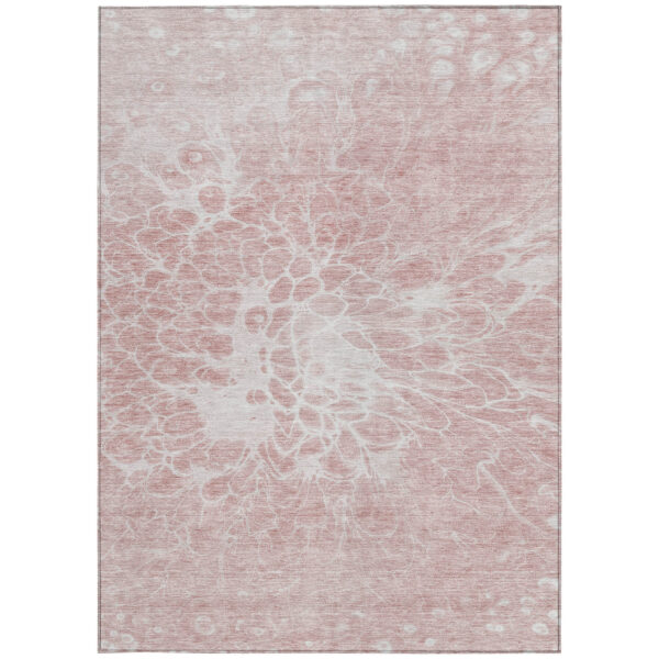 3' X 5' Pink Blush And Ivory Abstract Washable Indoor Outdoor Area Rug